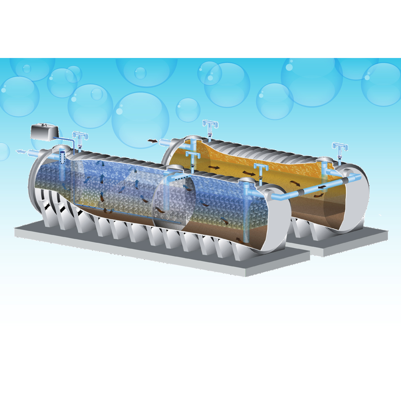 ถังบำบัดน้ำเสีย Aqua รุ่นยอดนิยม ที่ออกแบบเพื่อบำบัดน้ำเสียจากอาคารขนาดกลางและขนาดใหญ่ รองรับปริมาณน้ำเสียชุมชน